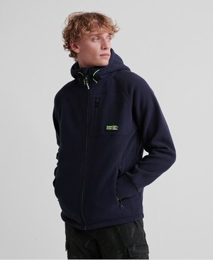 Superdry Polar Fleece Cipzár Férfi Kapucnis Pulóver MélyKék | DLJBI2736